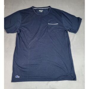 Lacoste Pajama Shirt Mens Large Blue Lightweight Sleepwear Pocket Crew Neck Chil